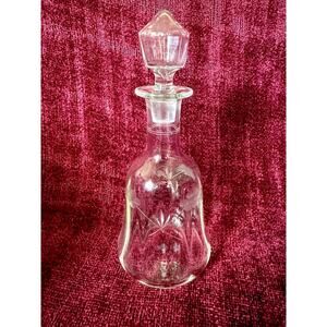 Vintage Etched Glass Decanter Bottle w/ Floral Design Barware Vanity Display